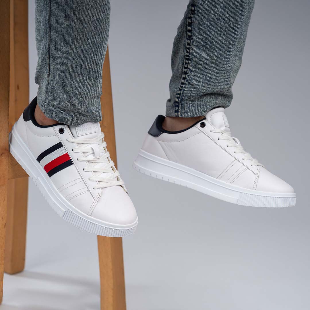 Tommy Hilfiger Supercup Lth Stripes Ess Sneakers FM0FM04895-WHT